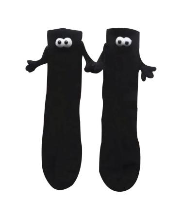 Jkapagzy Funny Magnetic Couple Socks 3D Doll Couple Socks Couple Hold Hands Socks& Unisex Funny Show Off Socks 1 pair Black