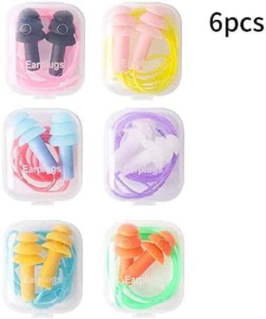 Silicone Ear Plugs with Cord String - 6 Pairs Soft Foam Plugs for Swimming and Noise Canceling - Buy Online on GoSupps.com