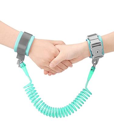 Wrist Reins for Toddlers Boys and Girls Anyfirst 2.5M Anti Lost Wrist Link 360 Rotate Toddler Wrist Strap with Elastic Wire Rope and Security Lock for Children Walking Green Green Lock