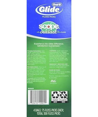 Glide with Scope Outlast Dental Floss Picks - Mint Flavor 300 Picks - Effective Oral Care for Fresh Breath | International Shipping Available - Buy Online on GoSupps.com