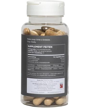 Pure for Men Original Stay Ready Fiber Supplement 60 Vegan Capsules Psyllium Fiber Aids Digestion Psyllium Fiber Chia Seeds Oat Fiber Proprietary Formula Oat Fiber 60 units Pack of 1 - Buy Online on GoSupps.com