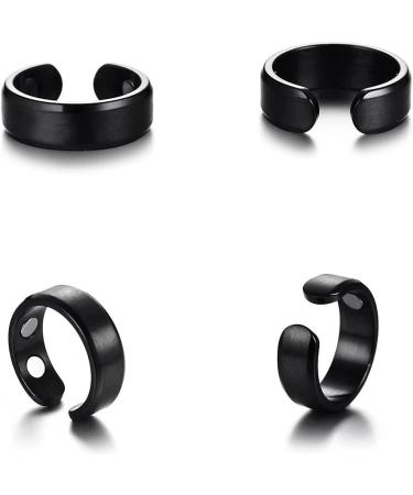 Beautybigbang Magnetic Field Therapy Ring - Adjustable Women's Magnetic Jewelry with 2 Strong Magnets - Stylish Black Design - Buy Online on GoSupps.com