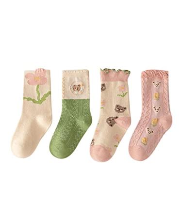 Vereinen 8 Year Old Girl Gift Ideas Baby Infants Toddlers Girls Mid Calf Length Socks 4 Pair Antislip Long Kids Girls Shorts Pink 5-8 Years
