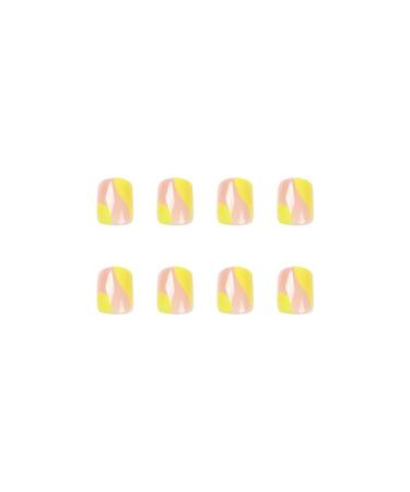 Buy Justotry 24 Pieces Lemon French Press On Nails - Short Square Wavy Acrylic Swirl Fake Nails for Women - Easy Stick On Artificial Fingernails - Buy Online on GoSupps.com