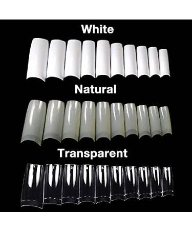 1500pcs Nail Tips- Aethland Clear Nail Tips for Acrylic Nails with Clear, Natural, White Color|Half Cover False Nails Tips Acrylic Nails Tips for Nail Salons DIY Nail Art,10 Sizes Clear+Natural+White