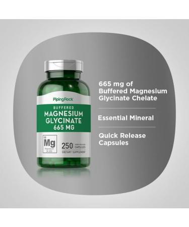 High-Potency Magnesium Glycinate 665mg | 250 Capsules | Buffered Formula - Buy Online on GoSupps.com
