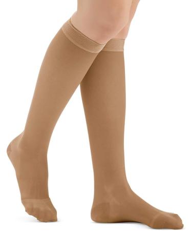 Collections Etc Knee High Compression Stockings, Moderate 15-20 mmHg, Closed Toe, Beige Large - Made in USA - Buy Online on GoSupps.com