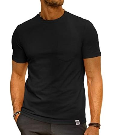 PJ PAUL JONES Men's Crewneck Soft T Shirts Casual Lightweight Jersey Tees Shirts Large Black