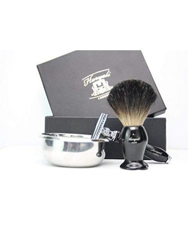 Safety gift set for him contains black roof hair shaving brush the safety shaving and shaving bowl perfect for this Christmas (without blades included)