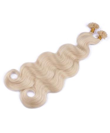 Keratin Bonding Hair Extensions #60 White Blonde 60cm - 25 Strands 100% Remy Real Hair - Easy to Use Wavy Micro Ring Extensions - Buy Online on GoSupps.com