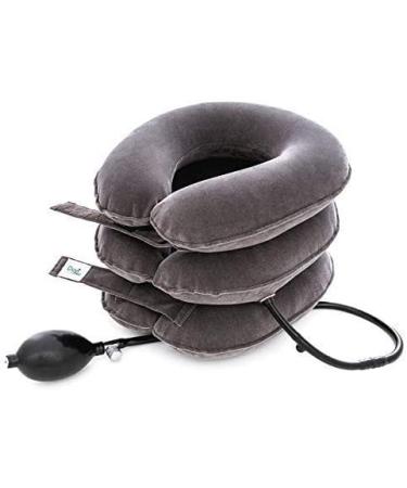 Cervical Neck Traction Device by DaviSmart - Adjustable Inflatable Collar Brace for Neck Pain Relief + Eye Mask (Gray) - Buy Online on GoSupps.com