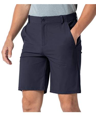 Rdruko Men's Golf Shorts Stretch Quick Dry 9" Work Casual Shorts with 5 Pockets Navy 34