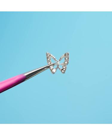 3D Alloy Butterfly Nail Charms - 20pcs Metal Rhinestones & Crystal Gems for DIY Manicure - Silver Nail Art Decoration Supplies for Women - Buy Online on GoSupps.com
