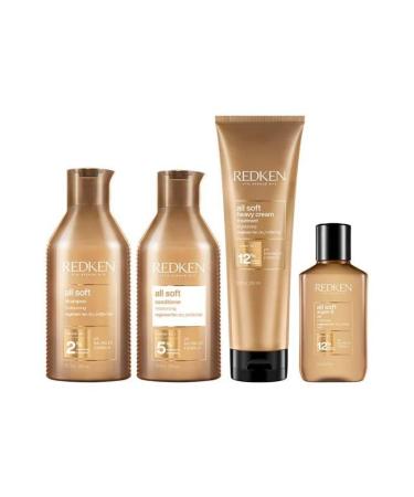 Redken All Soft Shampoo 300ml, Conditioner 300ml, Heavy Cream 250ml and Argan Oil 6 111ml