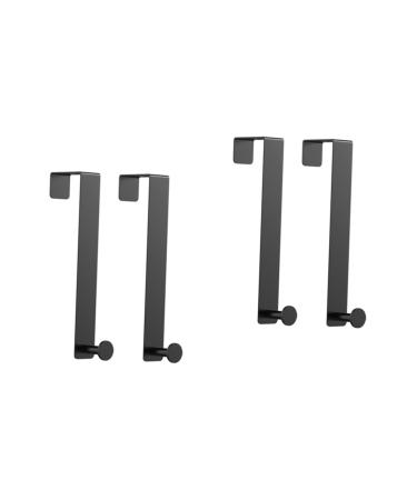 Generic 4 Pcs Door Hook Wall Mounted Clothes Hanger Wall Hanger Over Door Towel Bar Black Stainless Steel