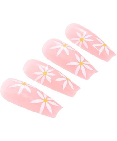 Coffin False Nails Long Fake Nails French Flowers Press on Nails Ballerina Acrylic Stick on Nails 24pcs for Women and Girls (Color : PINK Size : B) - Buy Online on GoSupps.com