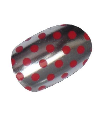 Chix Nails Polka Dot Minx Trendy Style Fingers Toes Vinyl Foils Nail Wraps Red on Silver