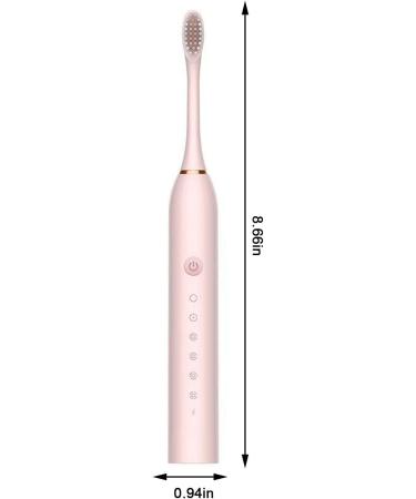 Buy Travel Electric Toothbrush for Adults - 8 Brush Heads Smart 6-Speed Timer IPX7 Waterproof - Pink | Best International Shipping - Buy Online on GoSupps.com