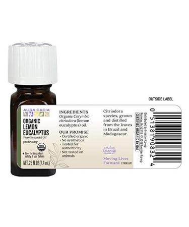 Buy Aura Cacia Organic Lemon Eucalyptus Essential Oil 0.25 fl. oz | Pure Corymbia citriodora - Buy Online on GoSupps.com