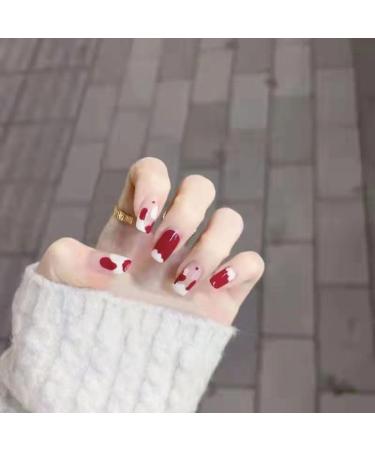 Temperament to Enhance The Nail Patch Hand-Customized Wearing Nail Art Little Red Book with Cow Pattern Gold and White Detachable Nail Patch Fake Nails Nail Patch (10-Piece Pack) (Size : M) - Buy Online on GoSupps.com