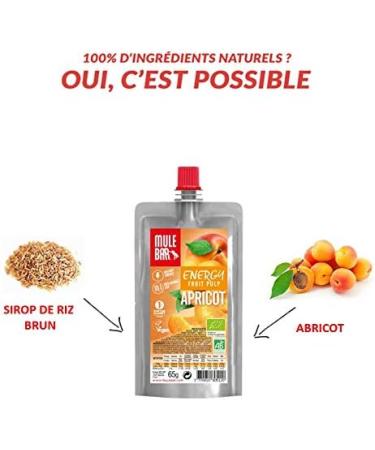 Mulebar - Sport Energy Compote - Apricot - 65g - Organic - Vegan - Gluten Free - Resealable - Made in France - Buy Online on GoSupps.com