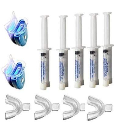 White Teeth Global 44% Carbamide Peroxide 5 Syringes of Teeth Whitening Gel - (2) LED Accelerator Lights (4) Mouth Trays- (1) Instructions Sheet - Best at Home Teeth Whitening Products