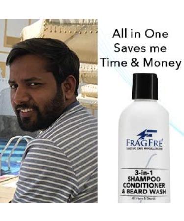 Shampoo Conditioner & Beard Wash for Men - 3 in 1 Unscented Formula for Sensitive Skin | 12 oz Grooming Product - Buy Online on GoSupps.com