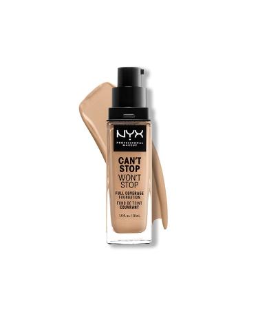 NYX PROFESSIONAL MAKEUP Can't Stop Won't Stop Foundation, 24h Full Coverage Matte Finish - True Beige 08 TRUE BEIGE