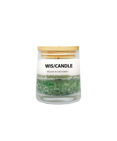 WIS/CANDLE Crystal Wishing Aromatherapy Candle Prasiolite Crystal Wish Career Crystal Relax Healing in Office or Home
