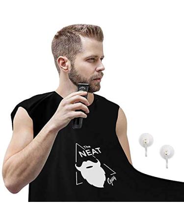 The Neat Guy Beard Bib Apron for Men - Bib for Mess-Free Shaving, What You Need for a Good Clean Shave, Beard Hair Catcher for Men Shaving & Trimming,Grooming Cape Apron, Holiday Gift for Him - Black Single Bib - Black