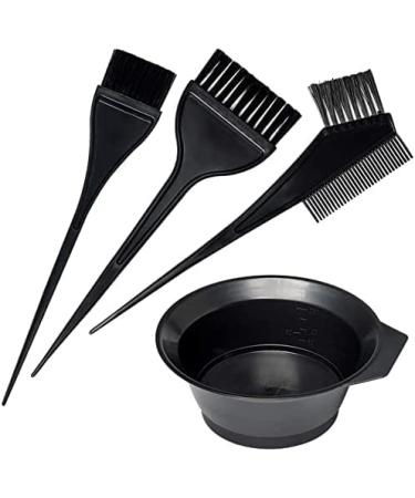 Hair Dye Set (4 PCS) Colouring Tint Tool Brush Kit and Bleach Mixing Bowl Set Double-Sided Colouring Comb and Bowl Set Kit Diy Salon Professional Hairdressing & Highlighting Kit for Men Women & Girls