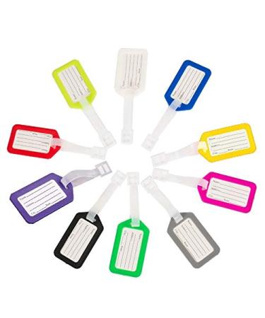 10 Pack Waterproof Luggage Tags Travel Labels Airline ID Name Card for Suitcase Bags - Pet Dog Cat Identification Cage Kennel Carrier ID Tag Multi-Color Multicolor