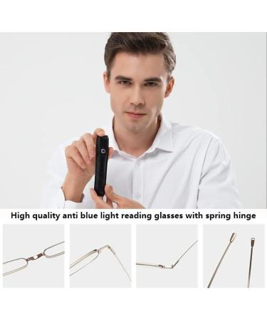 Hubeye Mini Reading Glasses for Men & Women - Super Light Pocket Readers +1.50 Diopters | 2 Pack with Glasses Holster - Black/Gold - Buy Online on GoSupps.com