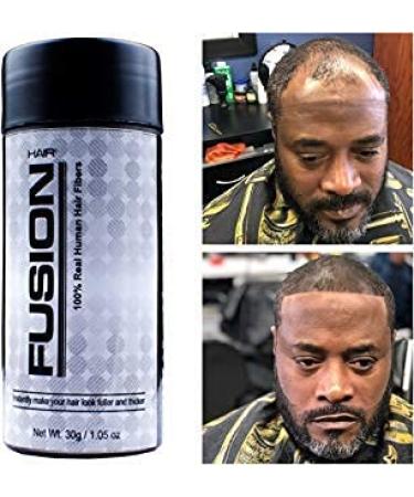 HAIR FUSION - 100% Real Human Hair Fibers - Conceal bald and thinning hair  - Root touch up - Volumizer - Unisex (, Black)  Ounce (Pack of 1)  Black