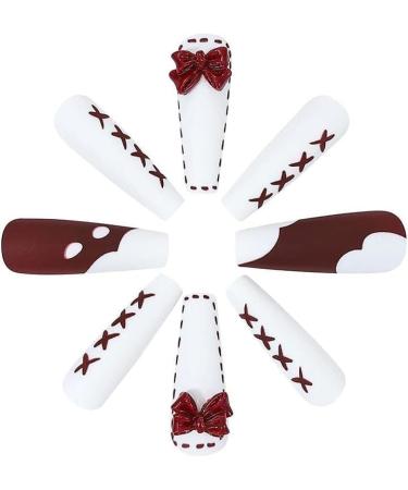 With Solid Glue Nail Lamp Christmas False Nails Long Fake Nails Red Bow Press On Nails Ballerina Acrylic Stick On Nails 24pcs For Women And Girls 1 count (Pack of 1) Red - Buy Online on GoSupps.com