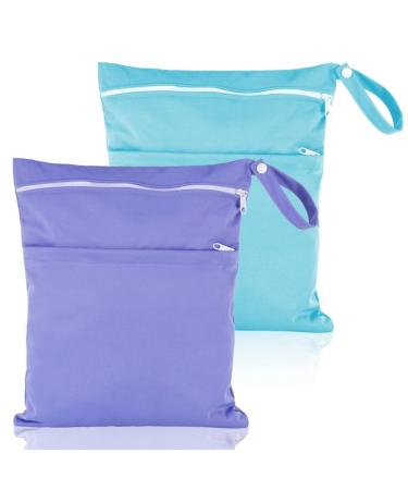 Fingertoys 2 pieces of waterproof fabric diapers Nasbagen Large diaper bag Wetbag Nas bags Reusable wet dry cloth diaper bag with zip for baby trips on the way (blue and purple) - Buy Online on GoSupps.com