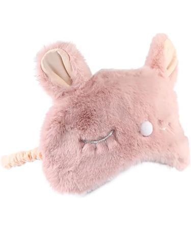 Plush Cartoon Cat & Bunny Eye Mask for Sleep - Soft Furry Blindfold for Travel & Meditation (Pink - Buy Online on GoSupps.com