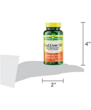 4 TOP CARE Cod Liver Oil Plus Vitamins A & D3 Immune Health Dietary Supplement Softgels 100 Count - Buy Online on GoSupps.com