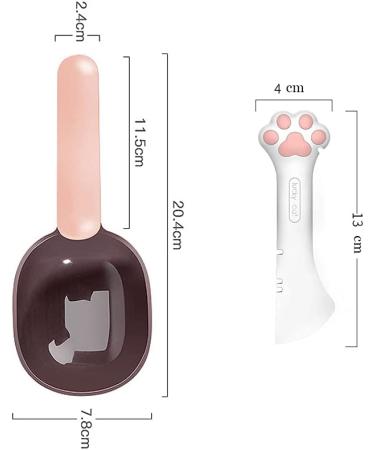 Lanyihome 2 in 1 Small Silicone Pet Food Spoon and Plastic Scoop for Dogs, Cats, Birds - White/Pink - Buy Online on GoSupps.com