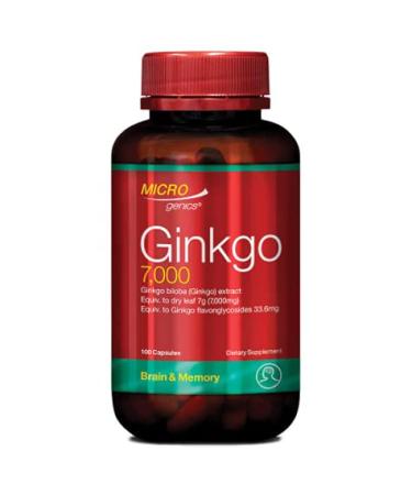 Microgenics Ginkgo Biloba 7000 Equal to 140mg 100 Capsules for Brain Health & Mental Alertness