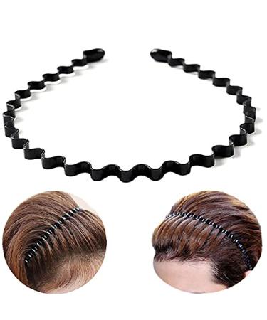 bodbop XINGZHE Metal Hair Band for Men Women Headband Wavy Black Hair Bands for Guys Fashion Headbands Hair Hoop Non Slip Elastic Men s Hairband