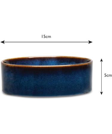 Scruffs Ceramic Heavy Duty Reactive Glaze Pet Bowls - 2pc Set - Midnight Blue - 15cm - Buy Online on GoSupps.com
