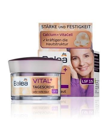 Balea Vital+ Day Cream for Very Mature Skin (ages 50+ to 70+) with Calcium & Vitacell - Not Tested on Animals - 50ml by dm balea