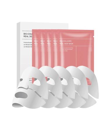 Unerder Bio collagen Face Mask Real Deep Collagen Face Mask Deep Hydration Reduce Wrinkles Face Skincare Hydrating Pore Minimizing Hydrating Overnight Hydrogel Mask 4PCS