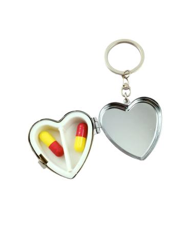 LALAFINA Heart Shaped Mini Storage Box Small Cute 2 Compartments Portable Medicine Tablet Holder Organizer
