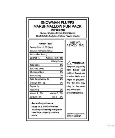 Snowman Fluffs Marshmallow Candy Packs - Bulk Winter & Christmas Treats (72 Bags) - Buy Online on GoSupps.com