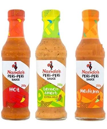Nando's Peri-Peri Sauce Bundle Medium Lemon & Herb Hot 250g Each