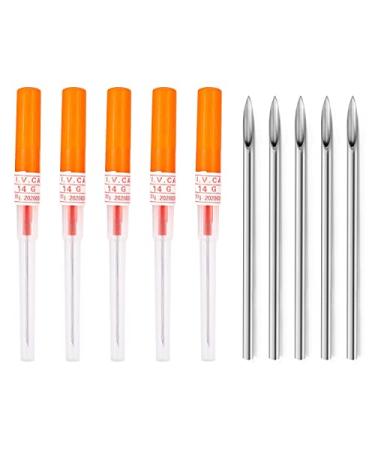 Qiwnswoy Body Piercing Needles 14G 16G 18G 20G Stainless Steel Sterile Disposable Ear Nose Navel Nipple Lip Belly Button Ring Catheter Cannual Piercing Needles 14 Gauge 16 Gauge Piercing Needles 14G Piercing Needles