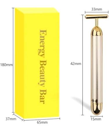 24K Gold Electric Facial Massage Roller - Anti Aging Vibrating Beauty Bar for Tightening & Firming - Silver Skin Care Tool - Buy Online on GoSupps.com