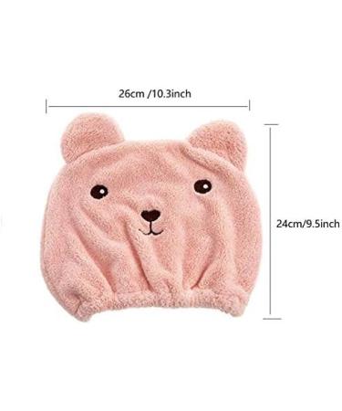 Soft Absorbent Dry Hair Cap | Cute Cartoon Bear Microfiber Towel for Kids & Adults | Quick Drying Pink Head Wrap - Buy Online on GoSupps.com